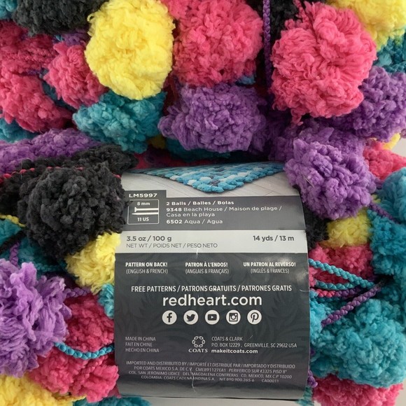 Coats & Clark Red Heart Pomp-a-Doodle Yarn 3.5oz/14yds #9753 PartyMix Pom-Pom - Picture 4 of 6